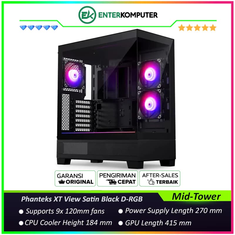 Phanteks XT View Satin Black D-RGB Near-seamless Glass Mid-Tower Case - foto 1