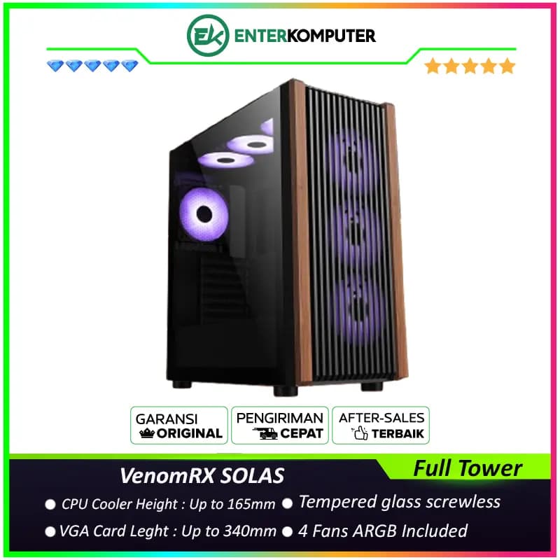 VenomRX SOLAS - ATX Tempered Glass 4x12CM ARGB Fan - foto 1