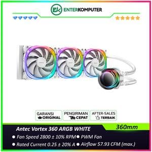 Antec Vortex 360 ARGB WHITE Liquid Cooler - Suspended Spiral Pump Head Design - 3x Fusion 120 PWM ARGB WHITE Fan - foto 1