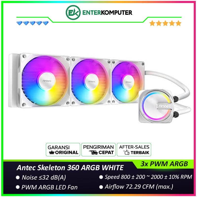 Antec Skeleton 360 ARGB WHITE - Skeleton-Frame Pump Head Design - Extreme Cooling Performance - Highly Efficient Cooling Pump - 3x PWM ARGB Fan - foto 1