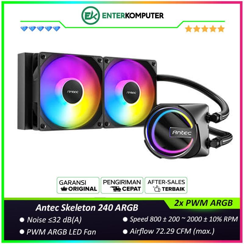 Antec Skeleton 240 ARGB - Skeleton-Frame Pump Head Design - Extreme Cooling Performance - Highly Efficient Cooling Pump - 2x PWM ARGB Fan - foto 1