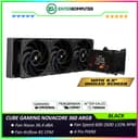 CUBE GAMING NOVACORE 360 ARGB BLACK PERFORMANCE FAN Liquid Cooler - L-Shaped 6.5 AMOLED Screen - Magnetic Rotatable Pump Head with Custom Display - foto 1