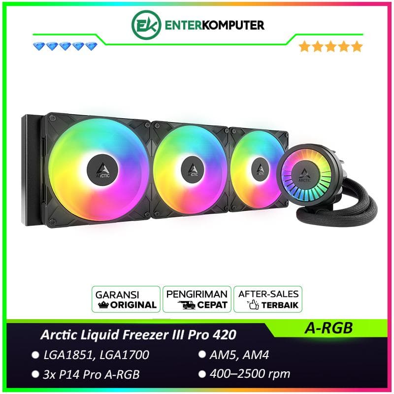 Arctic Liquid Freezer III Pro 420 A-RGB Multi Compatible AIO CPU Water Cooler - Black - foto 1