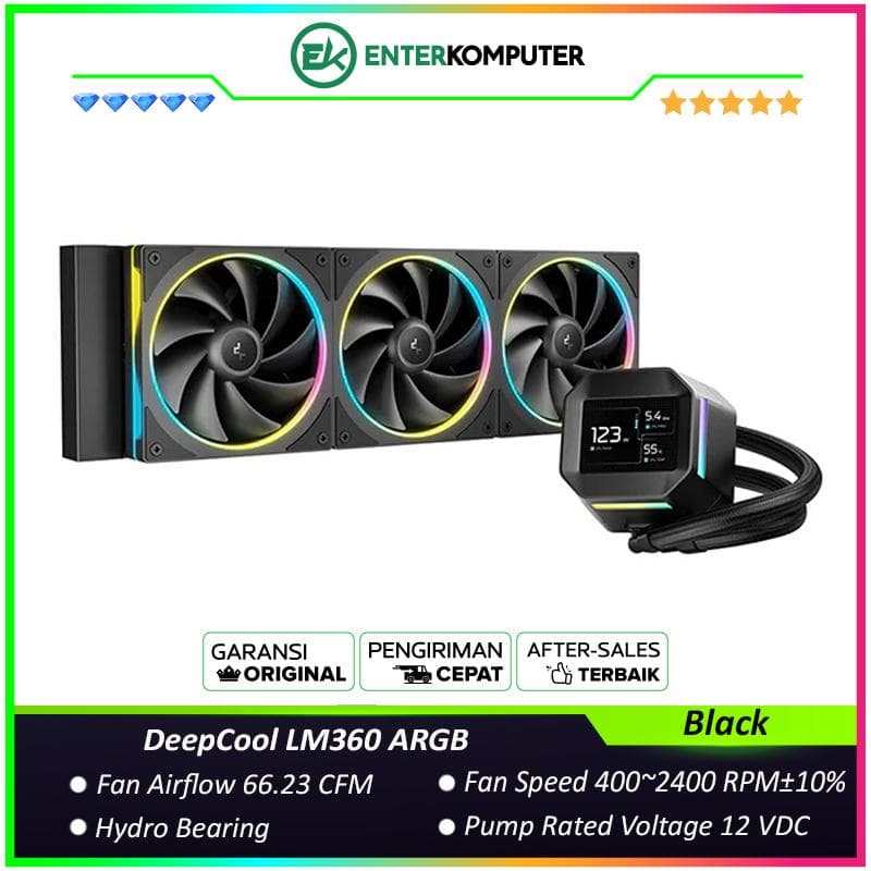 DeepCool LM360 ARGB 360mm Liquid Cooler with 2.4 LCD Screen - foto 1
