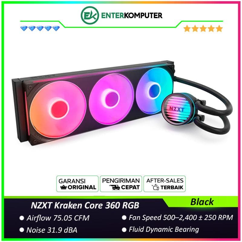 NZXT Kraken Core 360 RGB 360mm RGB AIO Liquid Cooler - foto 1