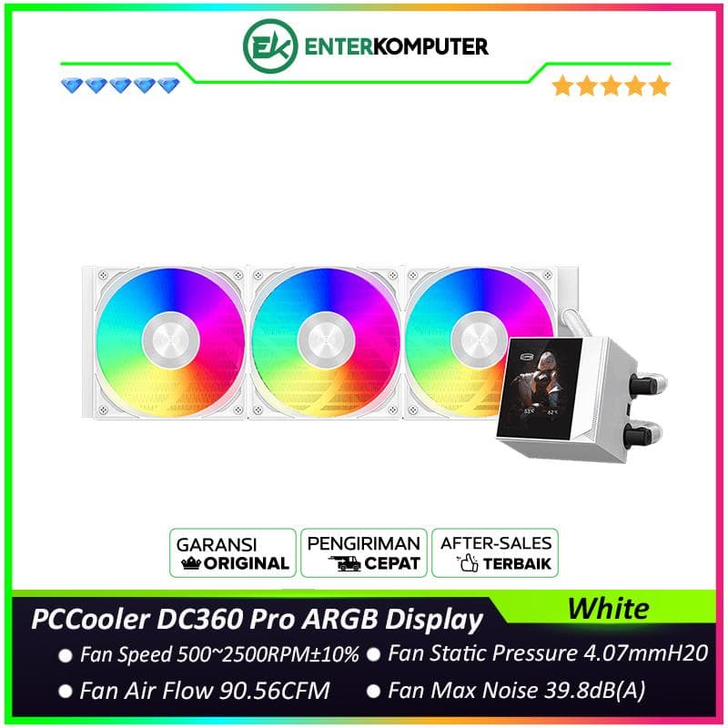 PCCooler DC360 Pro ARGB Display White 2.4 IPS Screen Liquid Cooler - foto 1