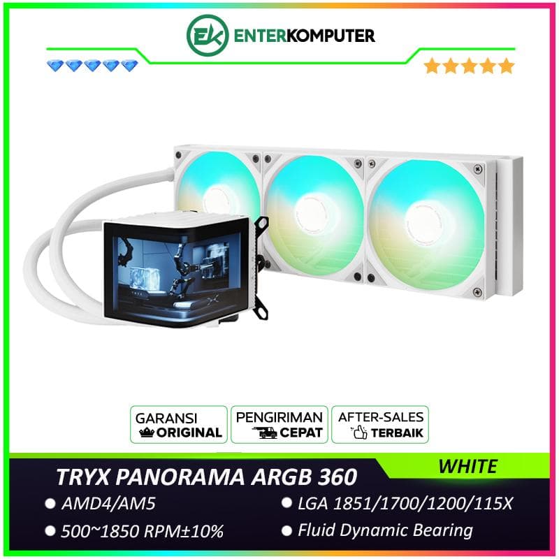 TRYX PANORAMA ARGB 360 WHITE L-shaped AMOLED Screen Liquid Cooler - foto 1