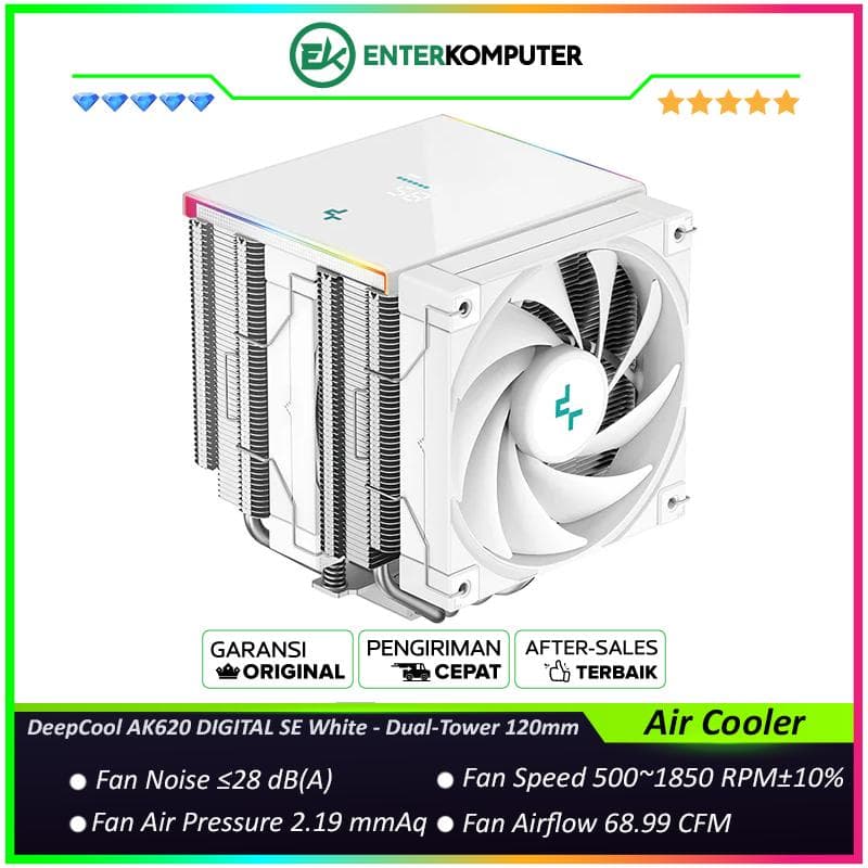 DeepCool AK620 DIGITAL SE White - Dual-Tower 120mm CPU Cooler with A Status Display - foto 1