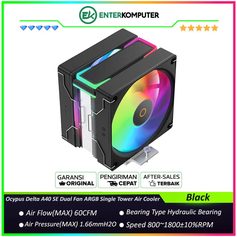 Ocypus Delta A40 SE Dual Fan ARGB Black Single Tower Air Cooler - foto 1