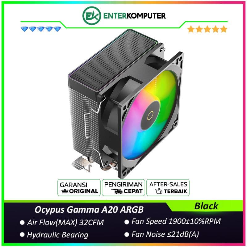 Ocypus Gamma A20 ARGB Black 92mm Fan Small Tower Air Cooler - foto 1