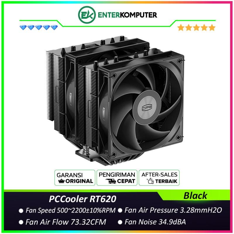 PCCooler RT620 Black Dual Tower CPU Cooler - foto 1