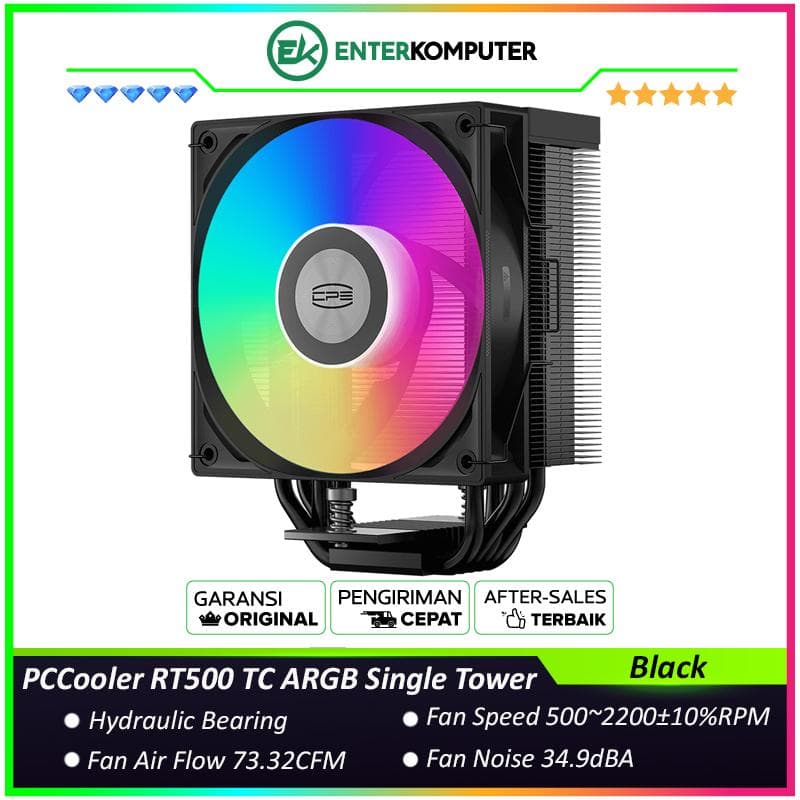 PCCooler RT500 TC ARGB Black Single Tower CPU Cooler - foto 1
