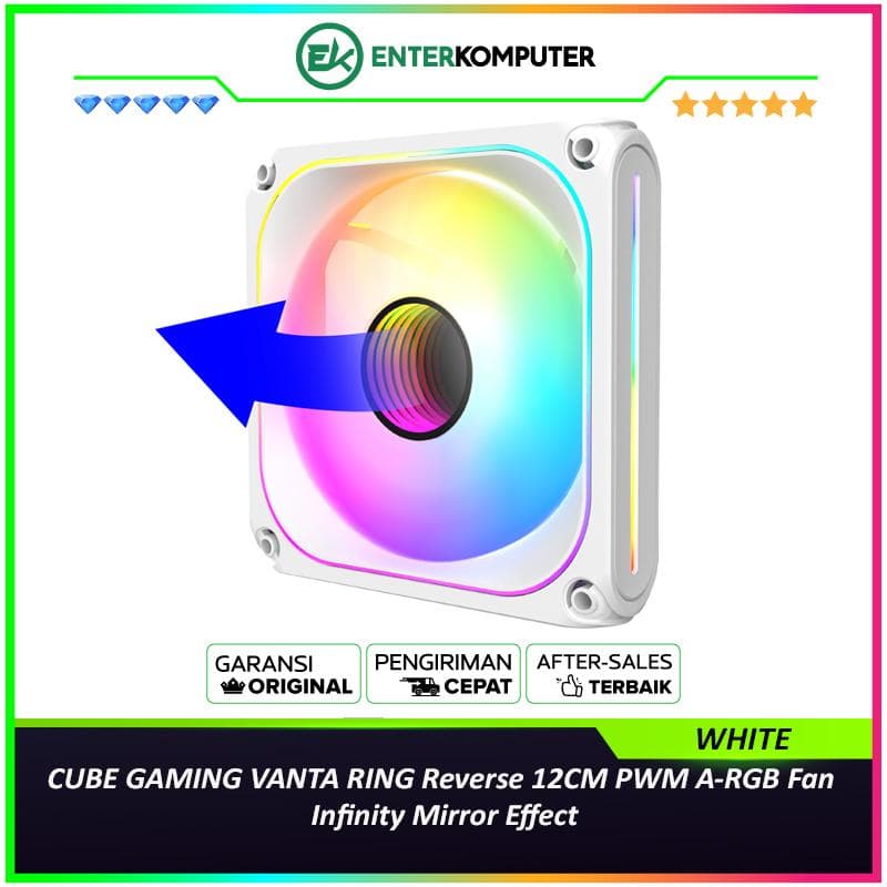 CUBE GAMING VANTA RING Reverse WHITE 12CM PWM A-RGB Fan - Infinity Mirror Effect - foto 1