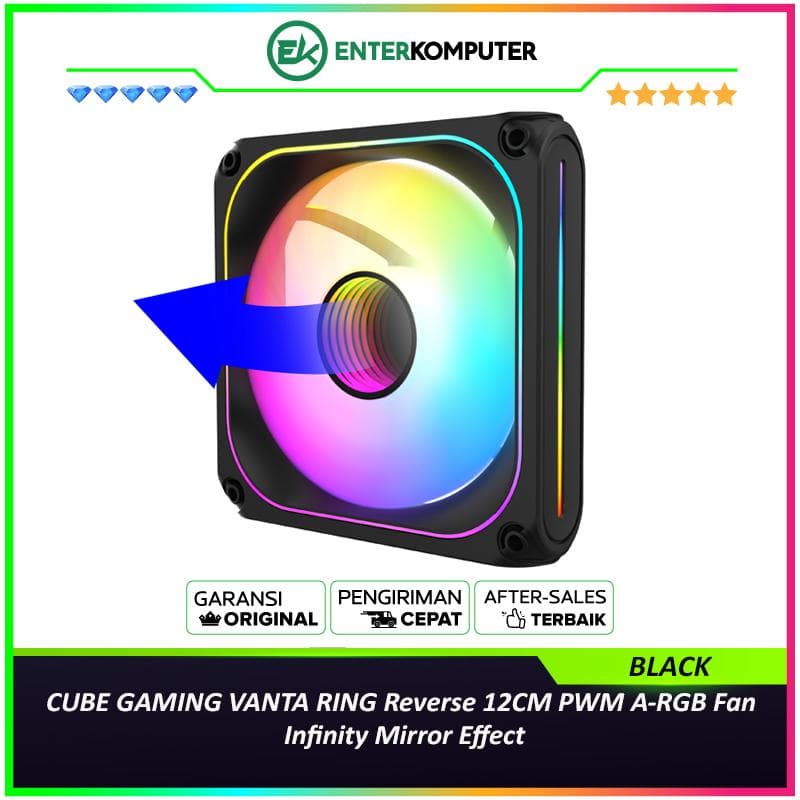 CUBE GAMING VANTA RING Reverse BLACK 12CM PWM A-RGB Fan - Infinity Mirror Effect - foto 1