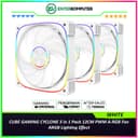 CUBE GAMING CYCLONE WHITE 3 in 1 Pack 12CM PWM A-RGB Fan - ARGB Lighting Effect - foto 1
