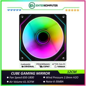 CUBE GAMING MIRROR Reverse BLACK Single Pack - Infinity Mirror 12CM ARGB Reverse PWM FAN - foto 1
