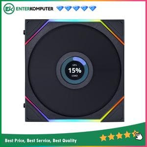 LIAN LI UNI FAN TL LCD120 Reverse Blade BLACK Single Pack with 1.6” LCD SCREEN - Dual Zone Lighting Effects - Empower with Customisable Display & Customisable Fan Speed - Dazzle with Infinity Mirror - foto 1