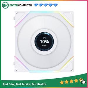 LIAN LI UNI FAN TL LCD120 Reverse Blade WHITE Single Pack with 1.6” LCD SCREEN - Dual Zone Lighting Effects - Empower with Customisable Display & Customisable Fan Speed - Dazzle with Infinity Mirror - foto 1