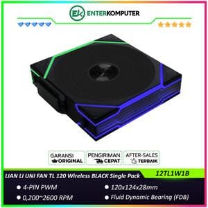 LIAN LI UNI FAN TL 120 Wireless BLACK Single Pack - Two Light Zones for An Enhanced Visual Experience - Noise-Optimized and Performance-Oriented Fan - 12TL1W1B - foto 1