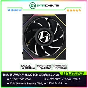 LIAN LI UNI FAN TL120 LCD Wireless BLACK Single Pack with 1.6” LCD SCREEN - Two Light Zones for An Enhanced Visual Experience - Noise-Optimized and Performance-Oriented Fan - 12TLLCD1W1B - foto 1