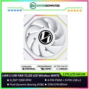 LIAN LI UNI FAN TL120 LCD Wireless WHITE Single Pack with 1.6” LCD SCREEN - Two Light Zones for An Enhanced Visual Experience - Noise-Optimized and Performance-Oriented Fan - 12TLLCD1W1W - foto 1