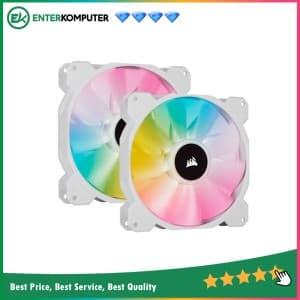 Corsair iCUE SP140 RGB Elite PWM White (Twin Pack) - With Lighting Node CORE - 14CM Fan - foto 1