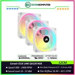 Corsair iCUE LINK QX120 RGB White 120mm PWM PC Fans Starter Kit with iCUE LINK System Hub - foto 1
