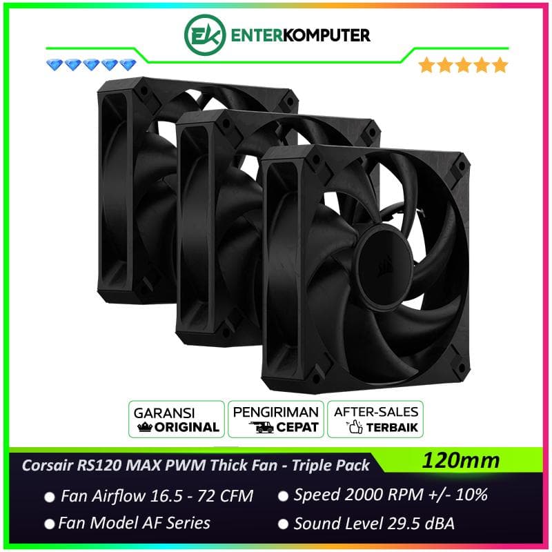 Corsair RS120 MAX 120mm PWM Thick Fan - Triple Pack - foto 1