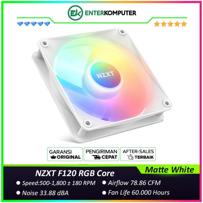 NZXT F120 RGB Core 120mm Hub-Mounted RGB Fan - Matte White - foto 1