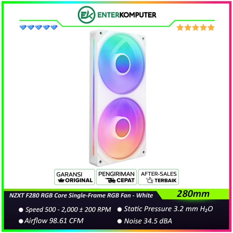 NZXT F280 RGB Core 280mm Single-Frame RGB Fan - White - foto 1