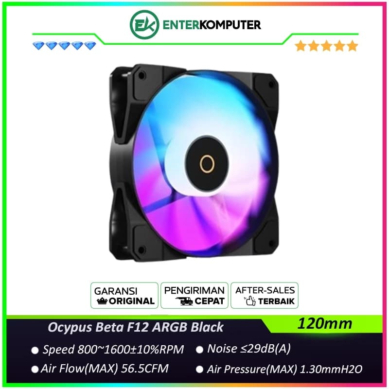 Ocypus Beta F12 ARGB Black 12CM PWM Fan - foto 1