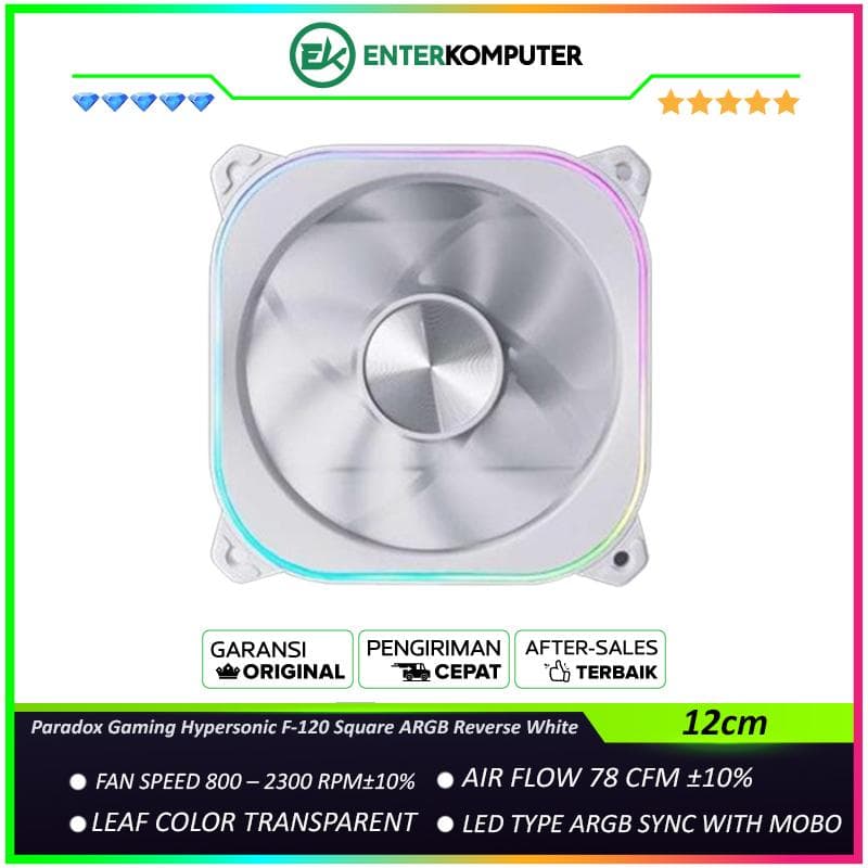 Paradox Gaming Hypersonic F-120 Square ARGB Reverse White 12CM Fan - foto 1