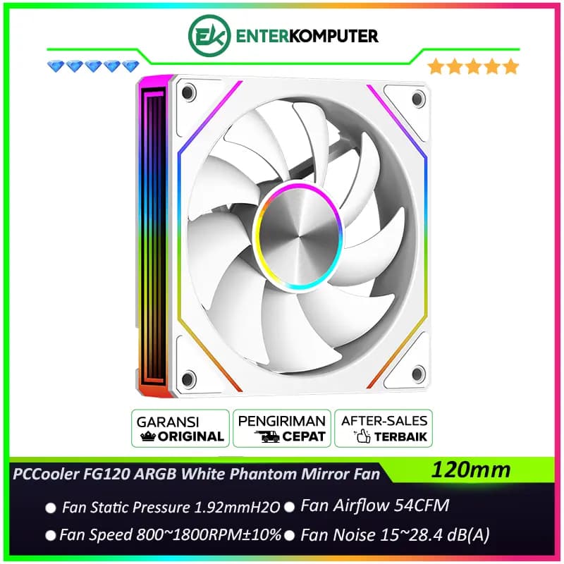 PCCooler FG120 ARGB White 120MM Low-noise Phantom Mirror Fan - foto 1