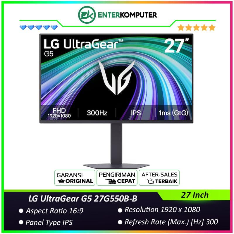 LG UltraGear G5 27G550B-B 27 Inch FHD IPS 300Hz HDR10 Gaming Monitor - foto 1