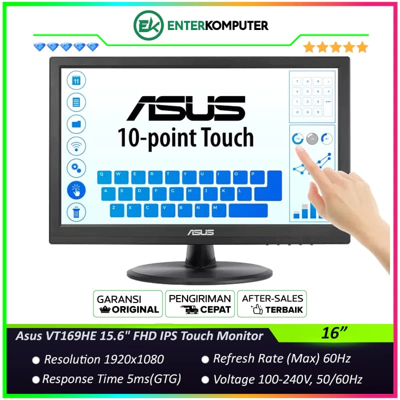 Asus VT169HE 15.6 FHD IPS Touch Monitor - foto 1