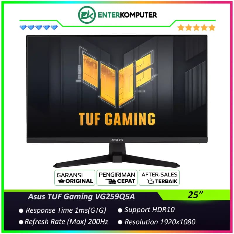 Asus TUF Gaming VG259Q5A 24.5 FHD Fast IPS 200Hz HDR10 Gaming Monitor - foto 1