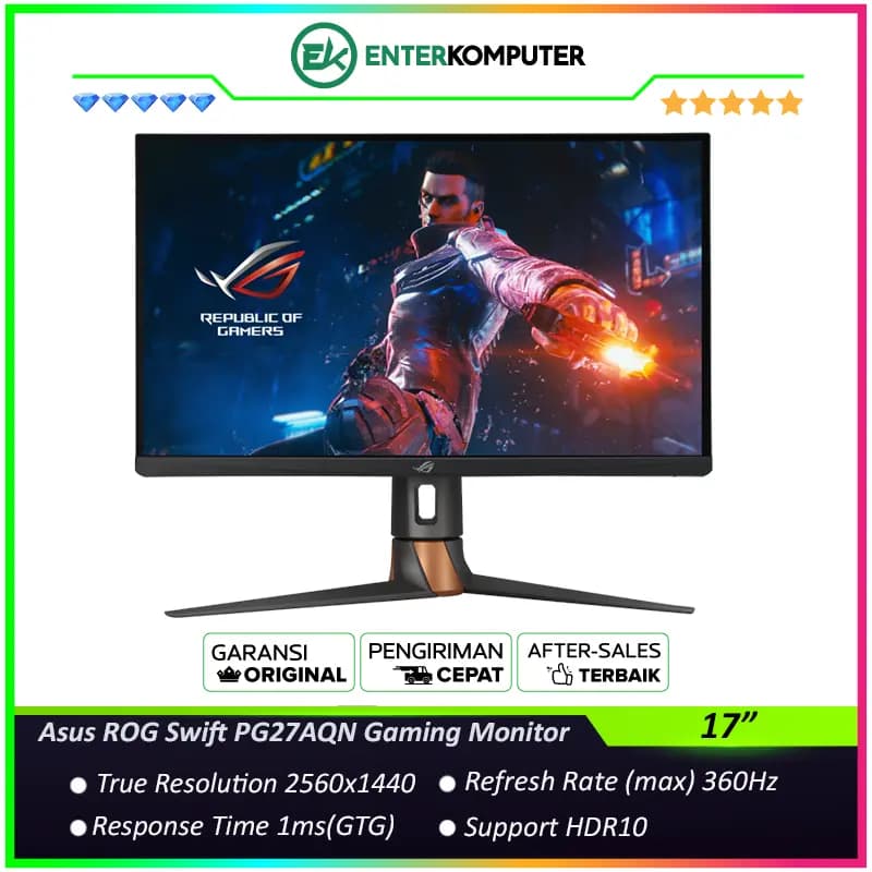 Asus ROG Swift PG27AQN 27 QHD Ultrafast IPS 360Hz  Gaming Monitor - foto 1