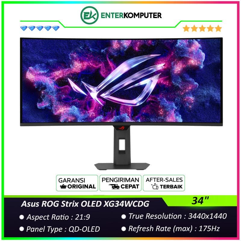 Asus ROG Strix OLED XG34WCDG 34 WQHD QD-OLED 175Hz HDR400 Curved Gaming Monitor - foto 1