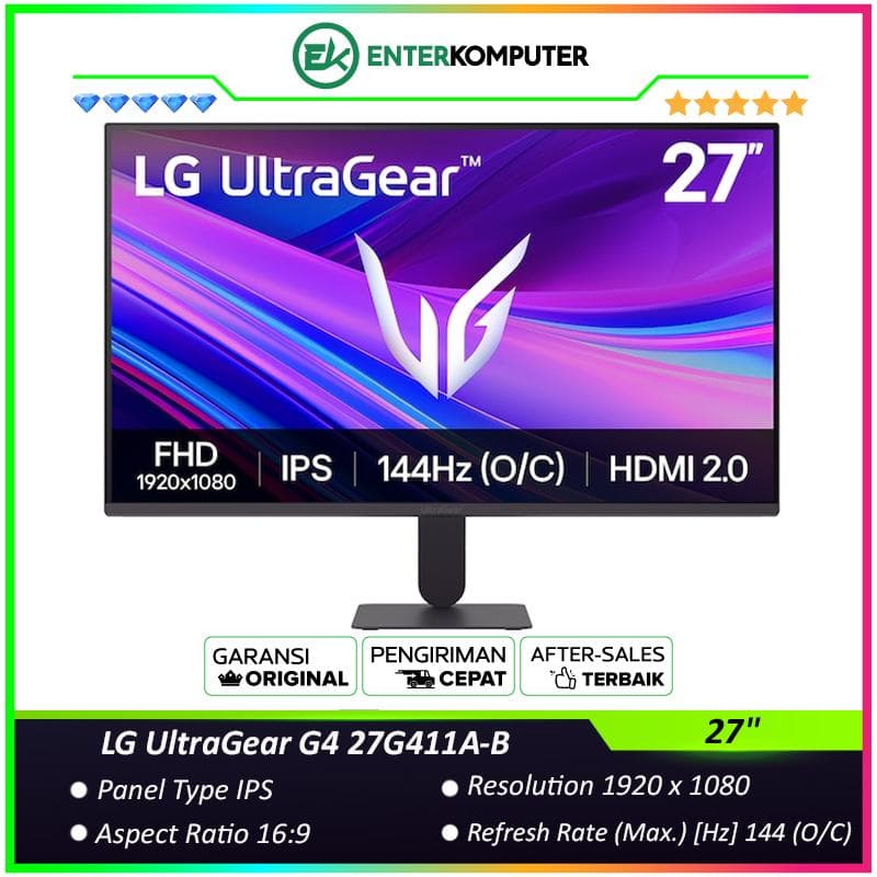 LG UltraGear G4 27G411A-B 27 FHD IPS 144Hz (O/C) HDR10 Gaming Monitor - foto 1