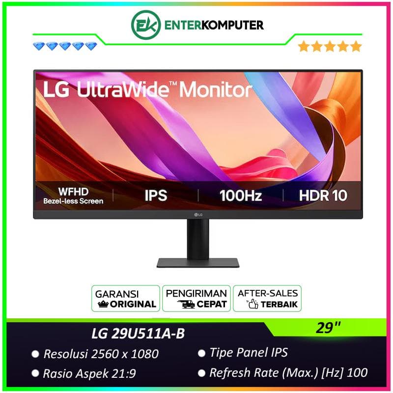 LG 29U511A-B 29 WFHD IPS 3-Side Virtually Borderless Design 100Hz HDR10 Monitor USB-C - foto 1