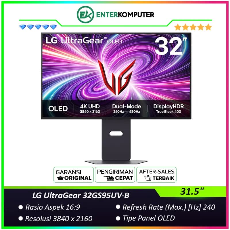 LG UltraGear 32GS95UV-B 31.5 4K UHD OLED 240Hz HDR400 Gaming Monitor - foto 1
