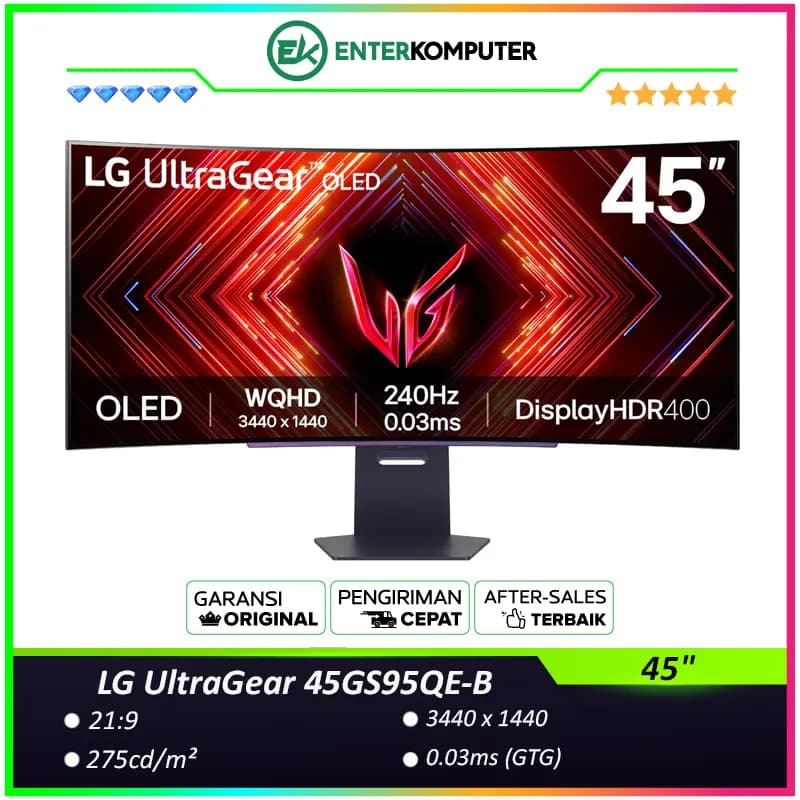 LG UltraGear 45GS95QE-B 45 WQHD OLED 240Hz HDR400 Curved Gaming Monitor - foto 1