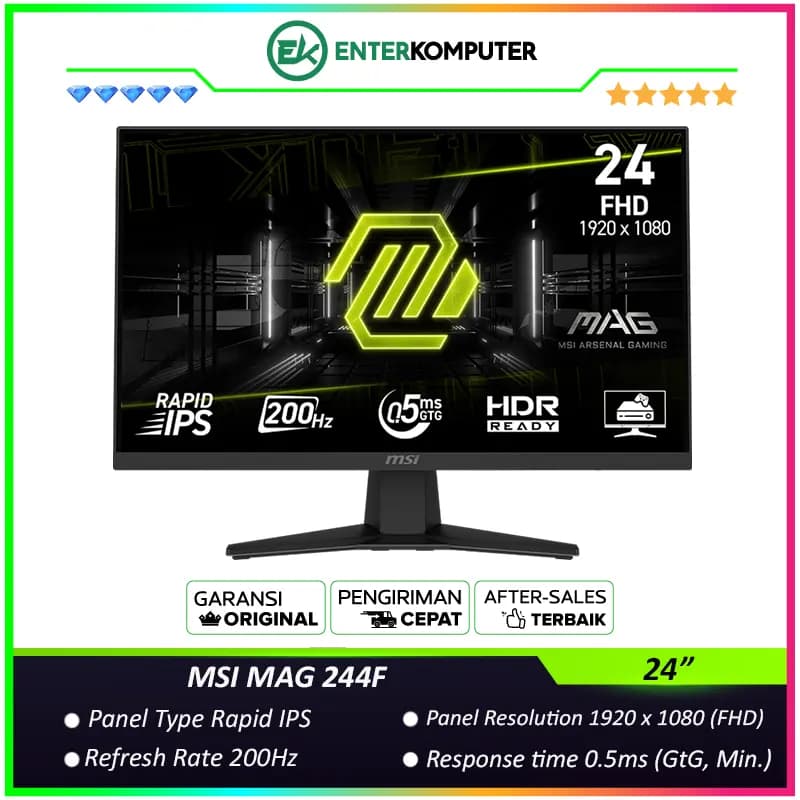 MSI MAG 244F 23.8 FHD Rapid IPS 200Hz Gaming Monitor - foto 1