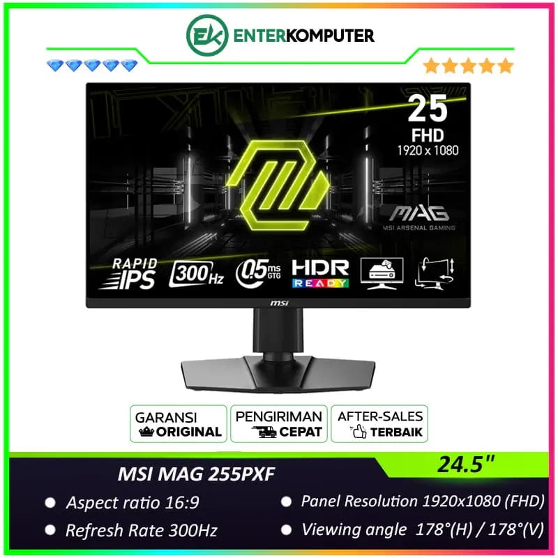 MSI MAG 255PXF 24.5 FHD Rapid IPS 300Hz Gaming Monitor with AMD FreeSync Premium - foto 1