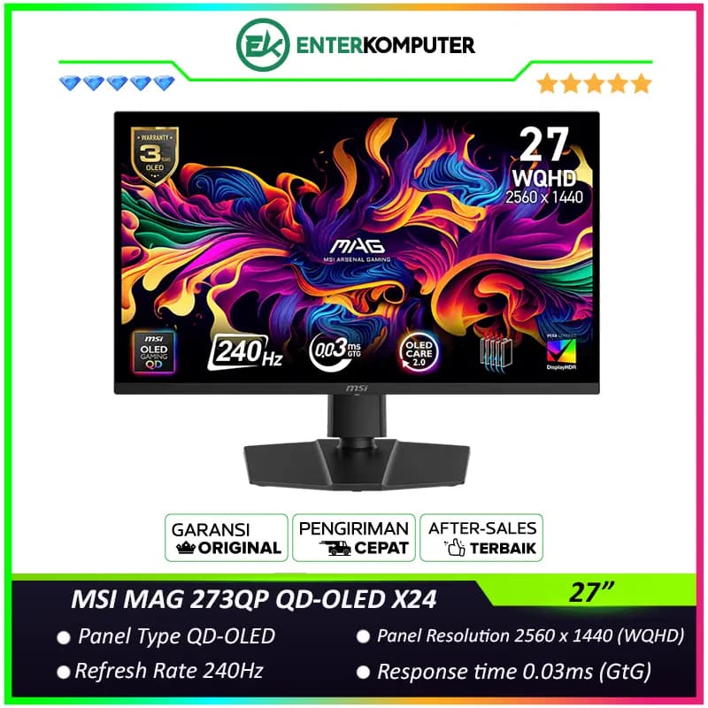 MSI MAG 273QP QD-OLED X24 26.5 WQHD QD-OLED 240Hz HDR400 Gaming Monitor - foto 1