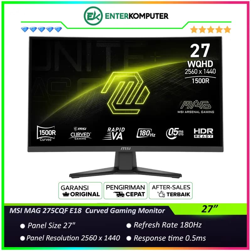 MSI MAG 275CQF E18 27 WQHD HDR 180Hz Curved Gaming Monitor - foto 1