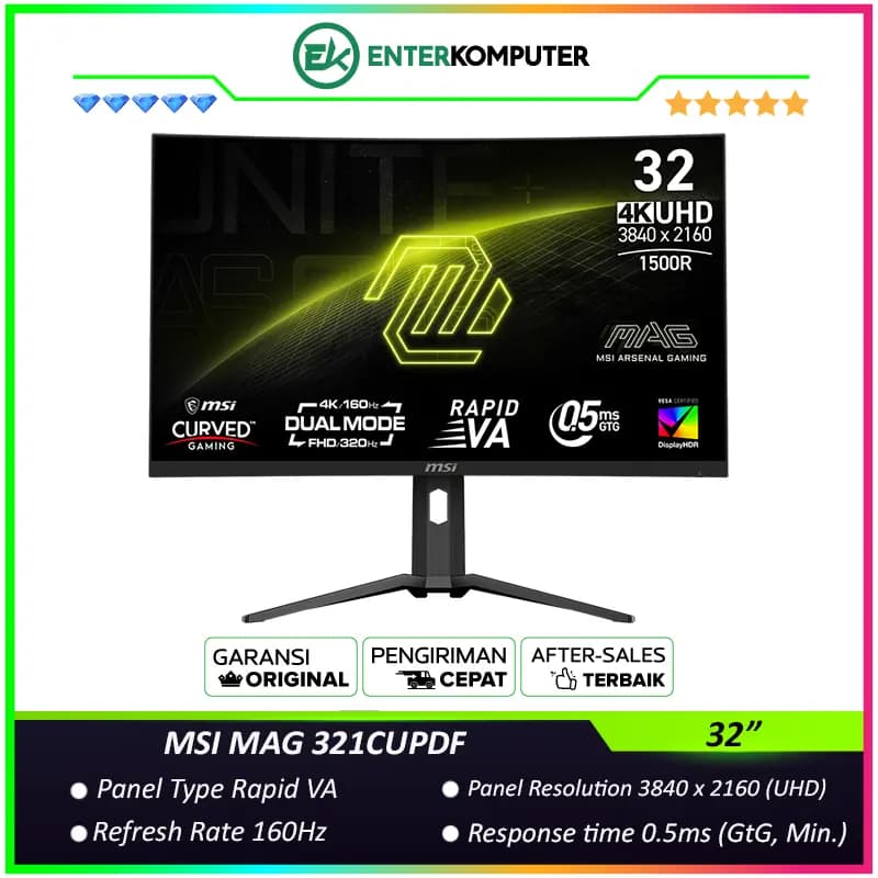 MSI MAG 321CUPDF 31.5 4K UHD 160Hz HDR400 Curved Gaming Monitor - foto 1