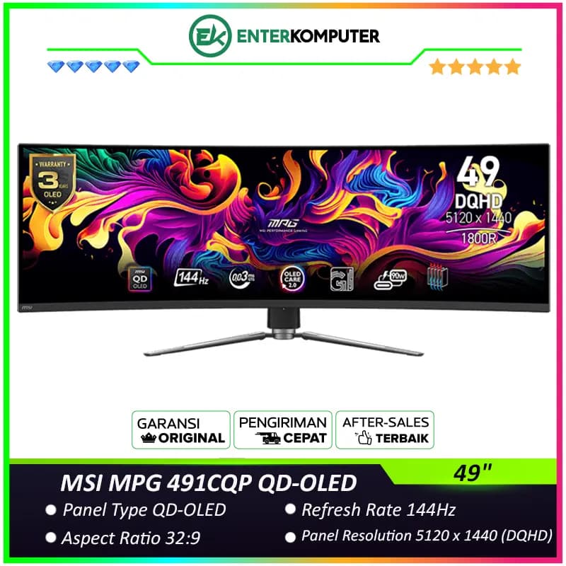 MSI MPG 491CQP QD-OLED 49 DQHD OLED 144Hz Curved Gaming Monitor - foto 1