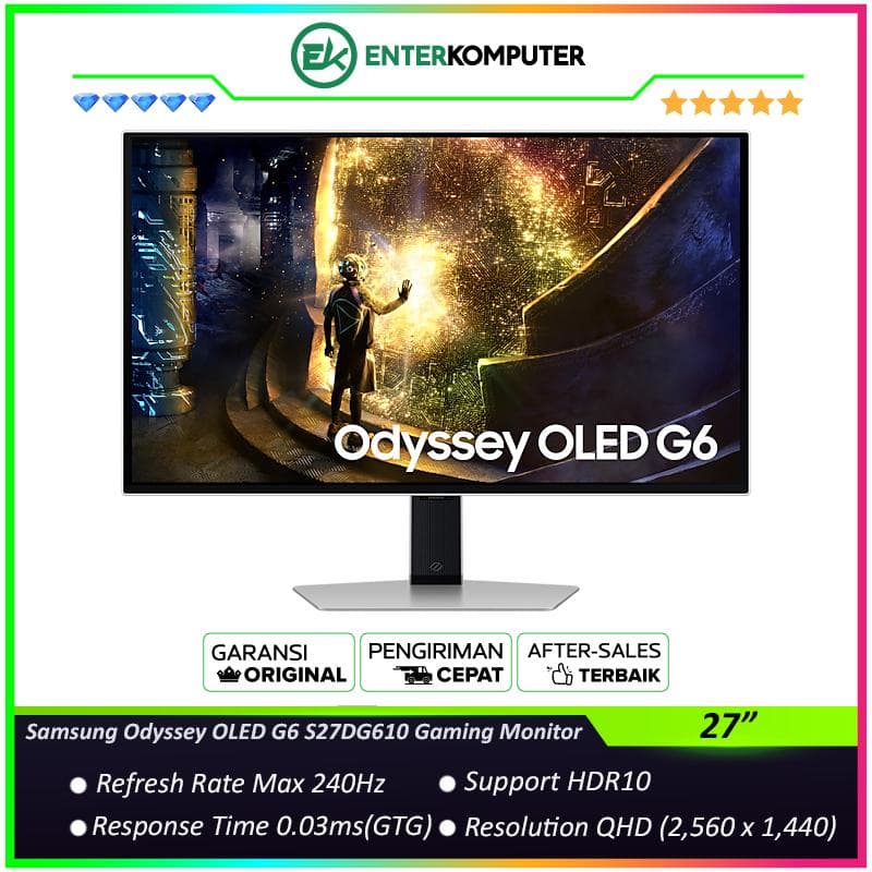 Samsung Odyssey OLED G6 S27DG610 27 QHD OLED 240Hz HDR10 Gaming Monitor - foto 1