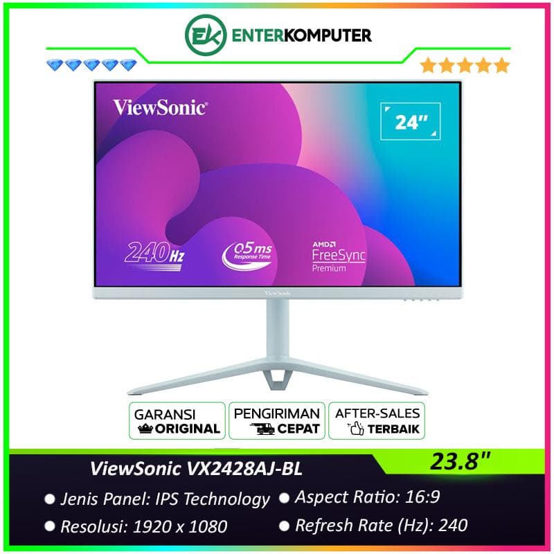 ViewSonic VX2428AJ-BL 23.8 FHD Fast IPS 240Hz HDR10 Gaming Monitor Built-in Speakers - foto 1